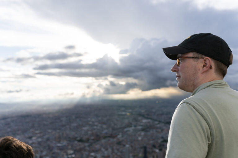 McCain Global Leader from the United States Nate King overlooks Bogota, Colombia at Monserrate.