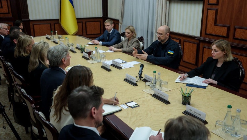 Members of the McCain Institute’s Ukraine Business Alliance meeting with Prime Minister Denys Shmyhal.