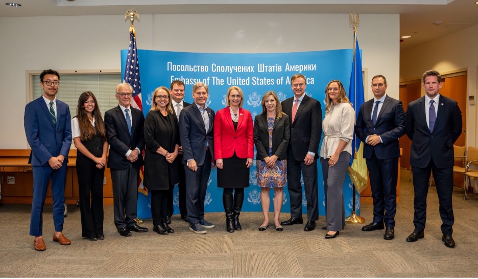 Members of the McCain Institute’s Ukraine Business Alliance with Ambassador Bridget Brink at the U.S. Embassy in Ukraine.