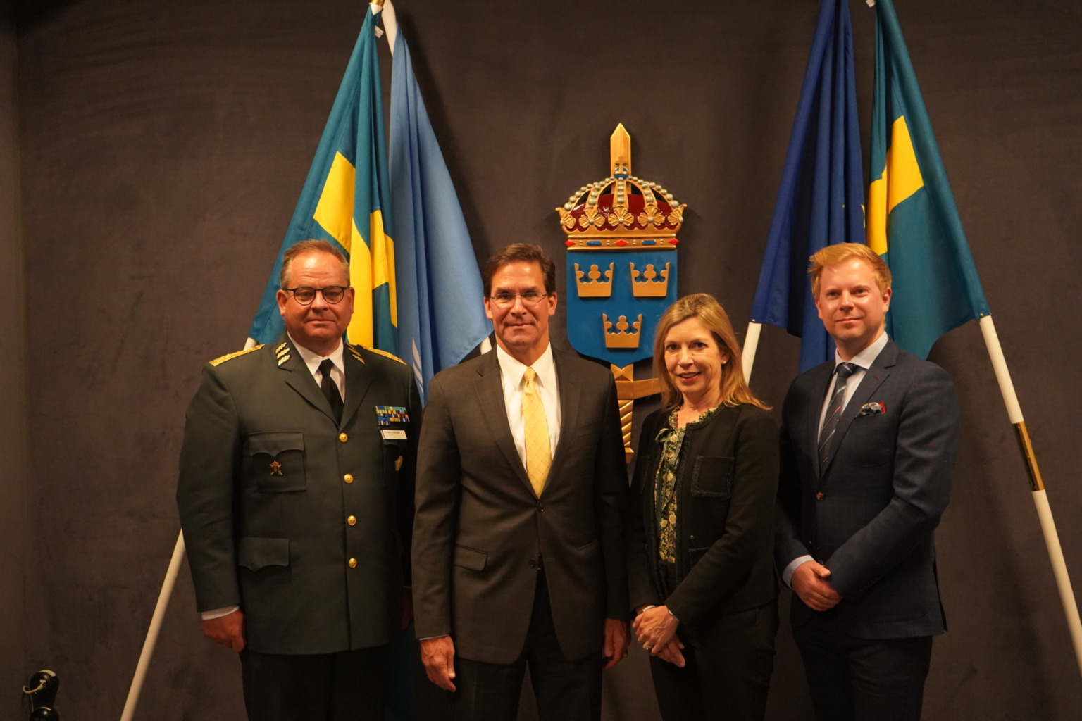 General Micael Bydén, The Chief of Defence of the Swedish Armed Forces; Esper; Evelyn; Lieutenant Commander Lauri Korhonen, Aide-de-Camp