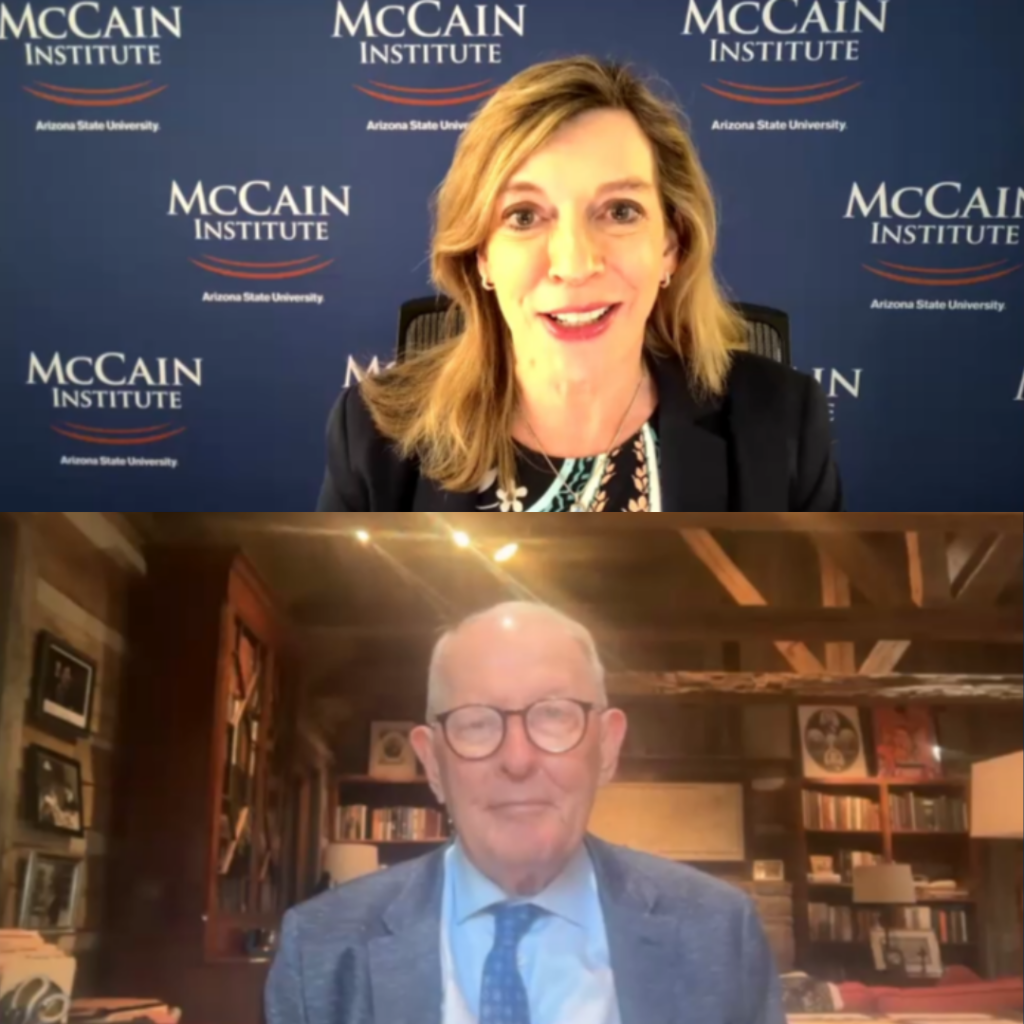 Split screen of a woman and a man on a video call